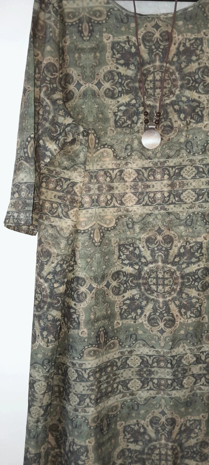 Vestido longo estilo kaftan/boho, tons variados de verde, Tamanho 5XL – photo 4